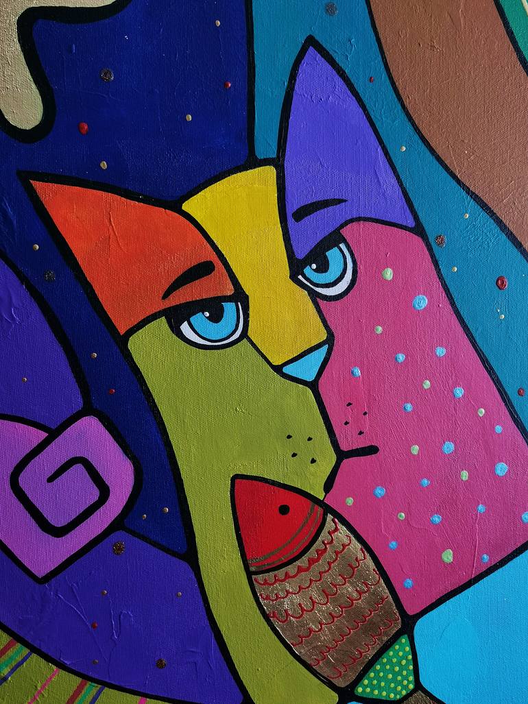 Original Fauvism Family Painting by Daheaven Art