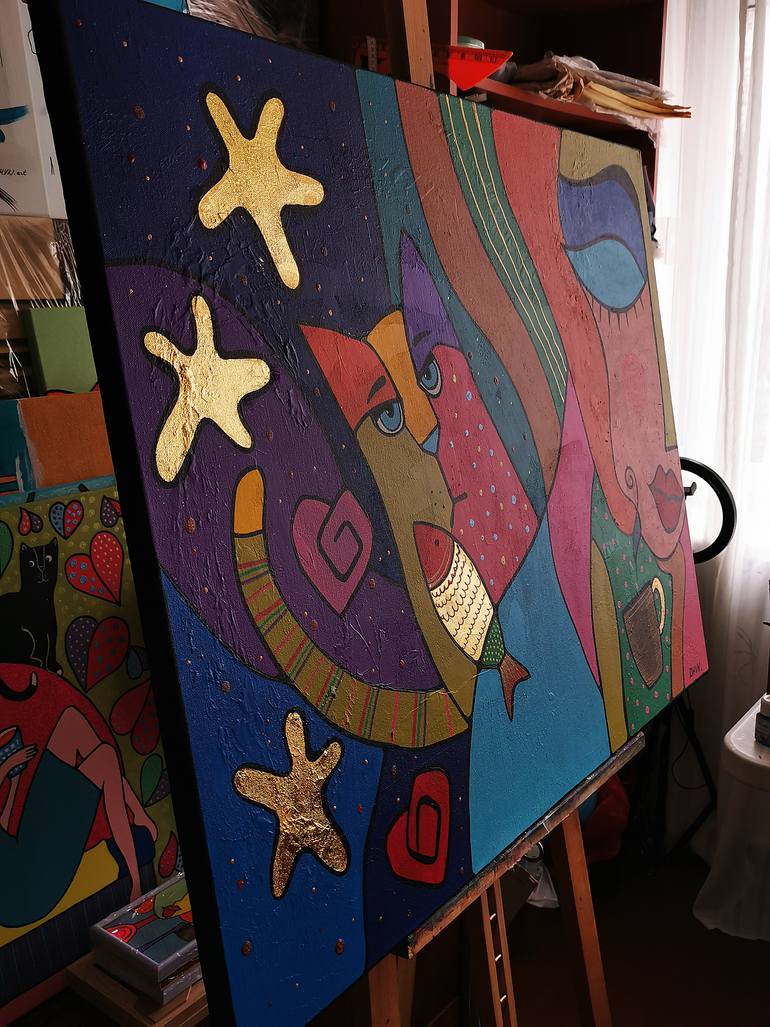 Original Fauvism Family Painting by Daheaven Art