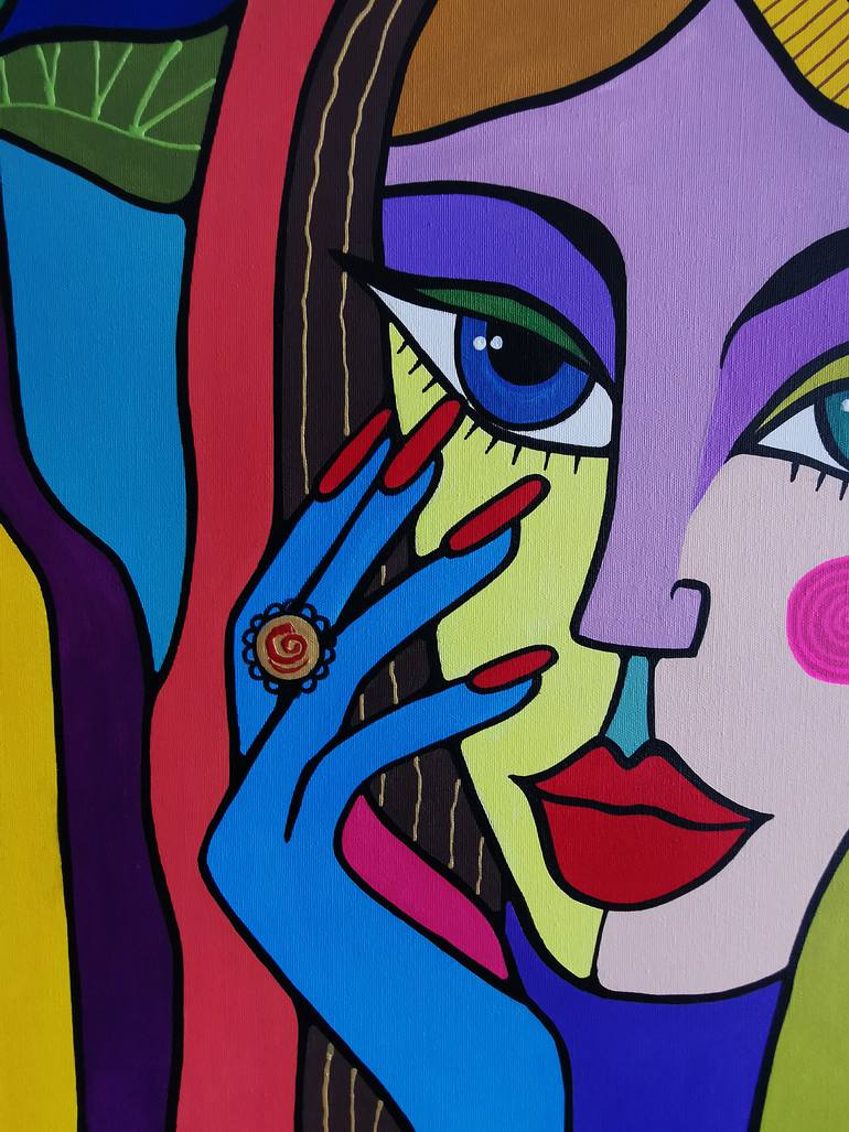 Original Pop Art Women Painting by Daheaven Art