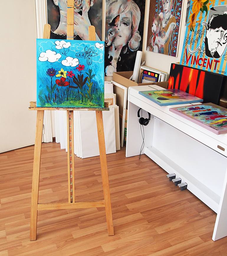 Original Abstract Floral Painting by Daheaven Art