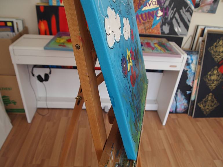 Original Abstract Floral Painting by Daheaven Art