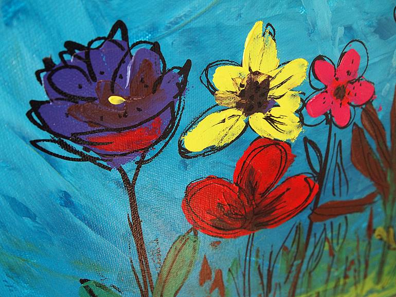 Original Abstract Floral Painting by Daheaven Art