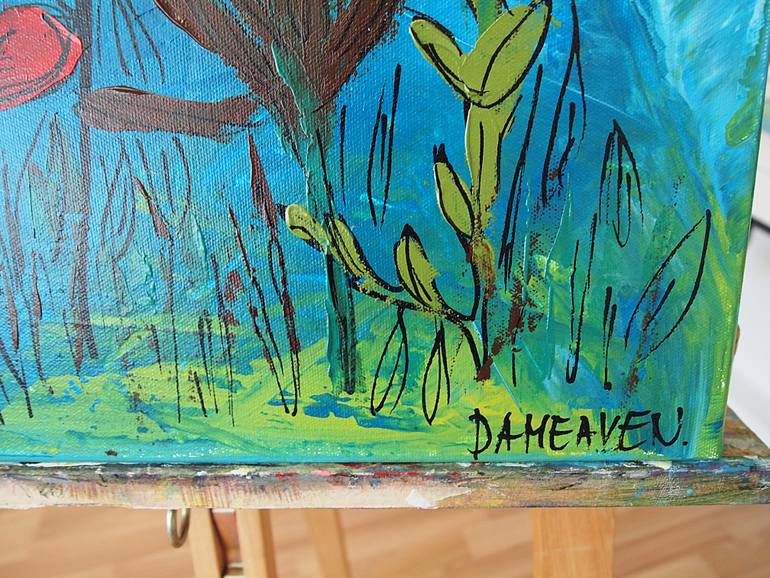 Original Abstract Floral Painting by Daheaven Art