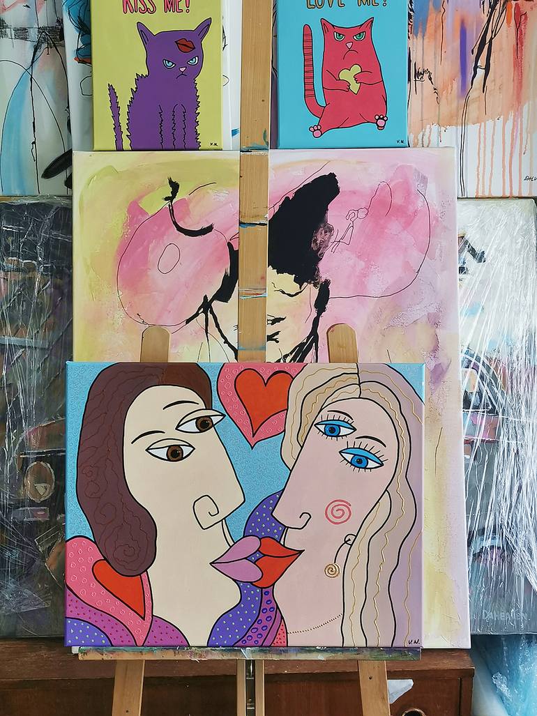 Original Figurative Love Painting by Daheaven Art