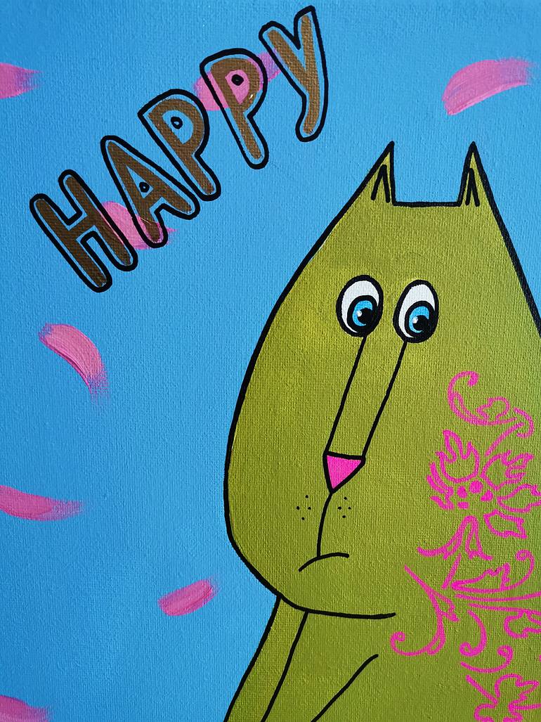 Original Fauvism Cats Painting by Daheaven Art