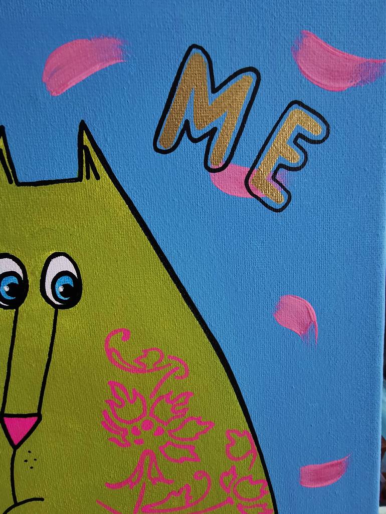 Original Fauvism Cats Painting by Daheaven Art