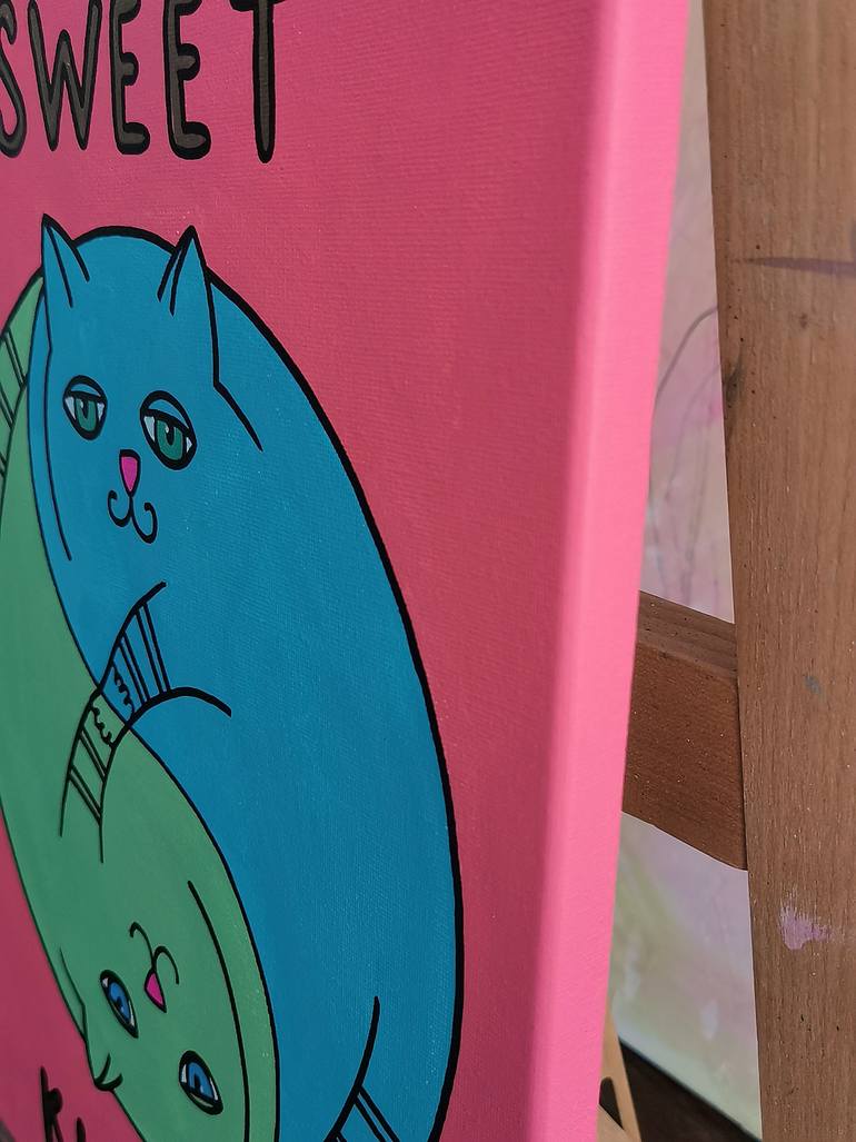 Original Figurative Cats Painting by Daheaven Art