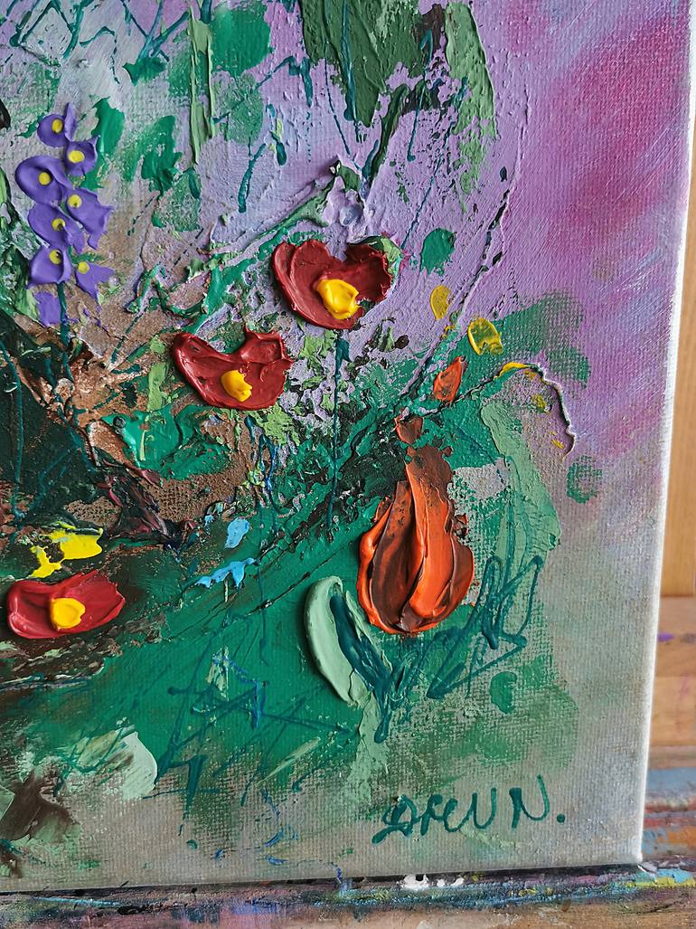 Original Abstract Floral Painting by Daheaven Art