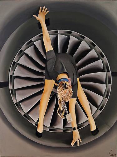 Original Conceptual Airplane Paintings by Daheaven art