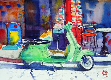 Print of Motorcycle Paintings by Andre MEHU