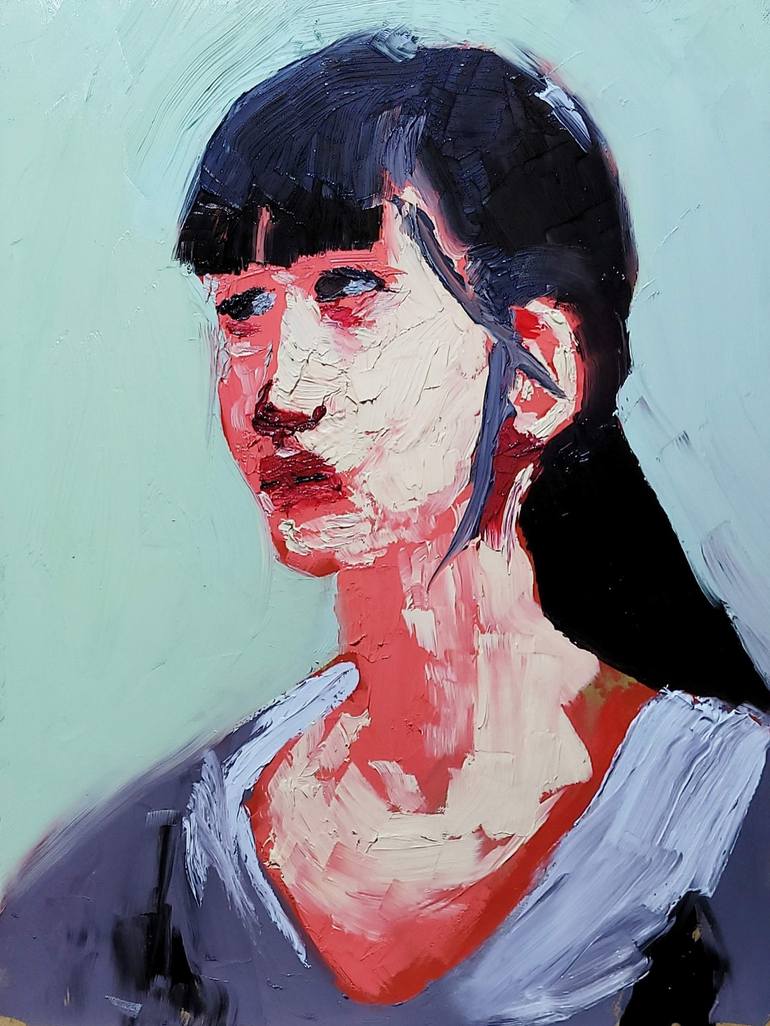 Girl Painting by Nathan Cain | Saatchi Art