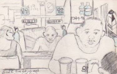 Original Documentary People Drawings by Jonathan Effemey