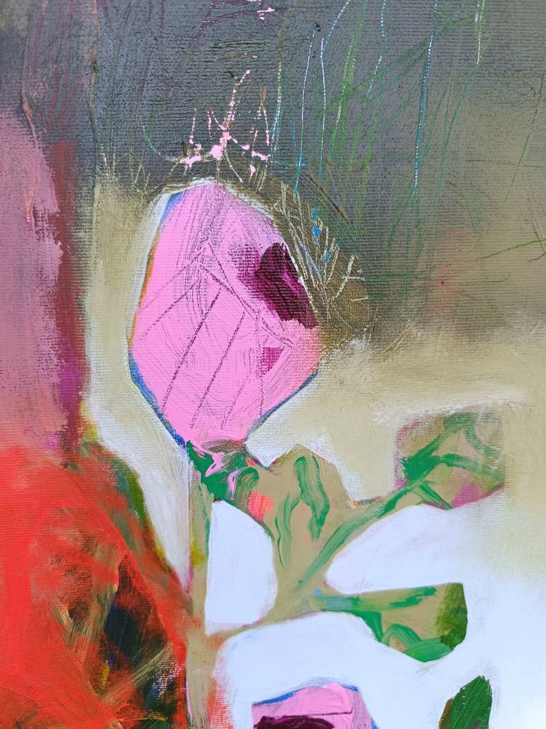 Original Abstract Expressionism Floral Painting by Simona Vojteskova