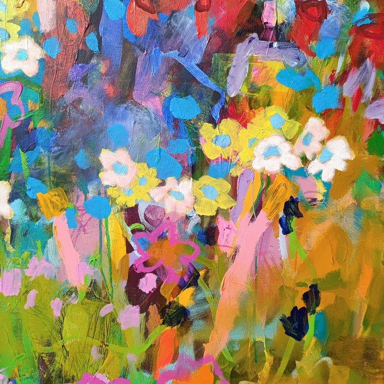 Original Abstract Expressionism Floral Painting by Simona Vojteskova