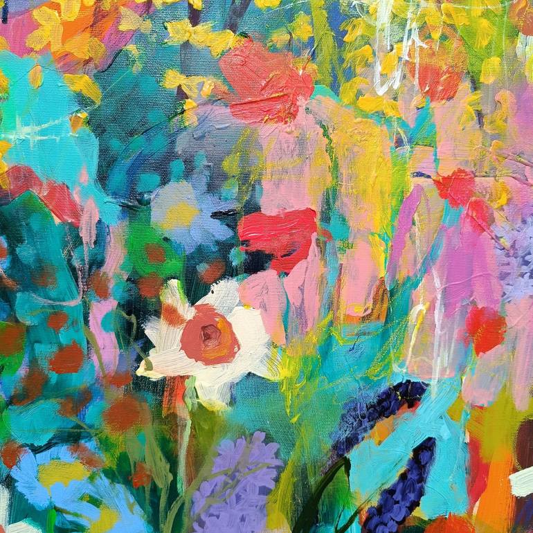 Original Abstract Expressionism Floral Painting by Simona Vojteskova