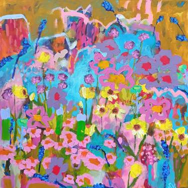 Original Abstract Expressionism Floral Paintings by Simona Vojteskova