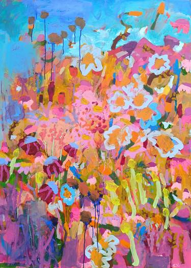 Original Abstract Expressionism Floral Paintings by Simona Vojteskova