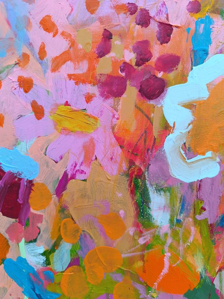 Original Abstract Expressionism Floral Painting by Simona Vojteskova