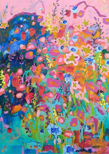 Original Abstract Expressionism Floral Paintings by Simona Vojteskova