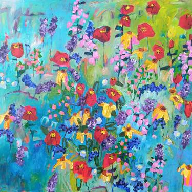 Original Abstract Expressionism Floral Paintings by Simona Vojteskova