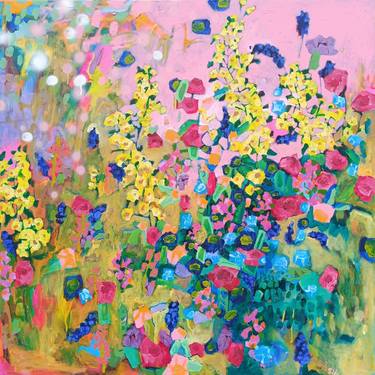 Original Abstract Expressionism Floral Paintings by Simona Vojteskova