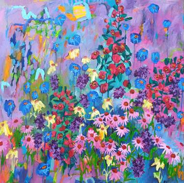 Original Abstract Expressionism Floral Paintings by Simona Vojteskova