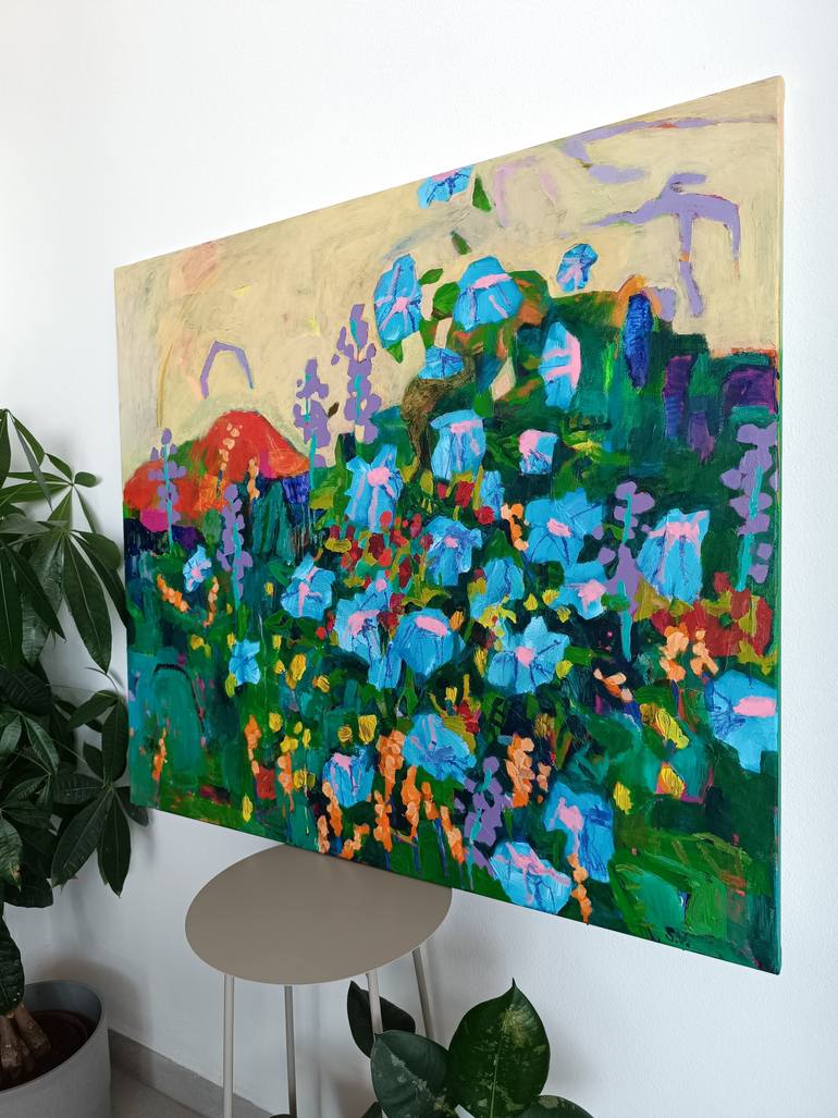 Original Abstract Expressionism Floral Painting by Simona Vojteskova