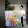 abstract colorful acrylic painting on canvas