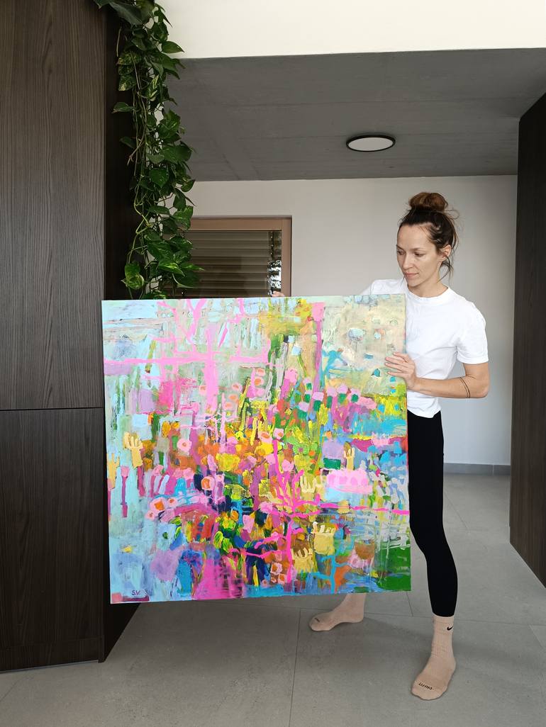 Original Abstract Expressionism Floral Painting by Simona Vojteskova