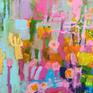 abstract colorful acrylic painting on canvas