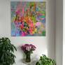 abstract colorful acrylic painting on canvas