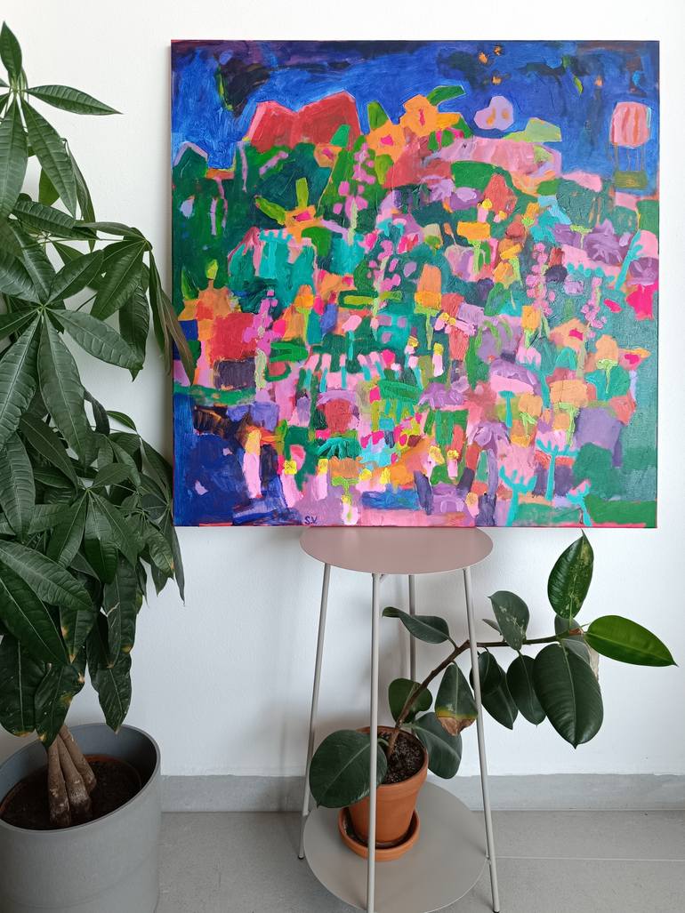 Original Abstract Expressionism Floral Painting by Simona Vojteskova