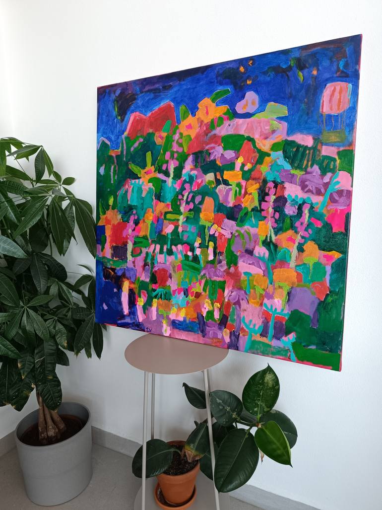 Original Abstract Expressionism Floral Painting by Simona Vojteskova