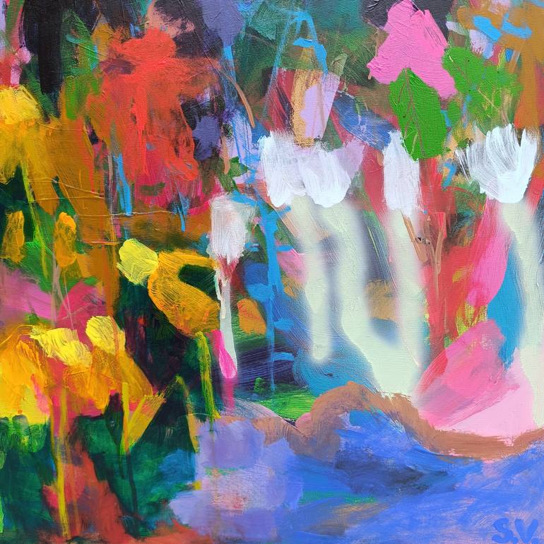 Original Abstract Floral Painting by Simona Vojteskova
