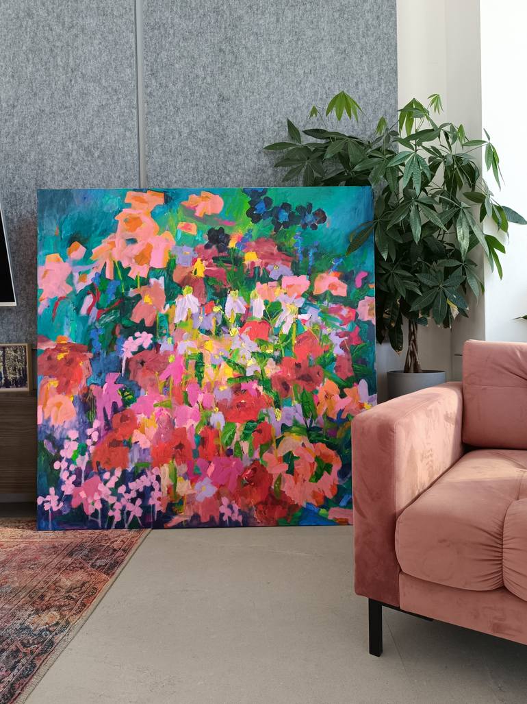 Original Abstract Floral Painting by Simona Vojteskova