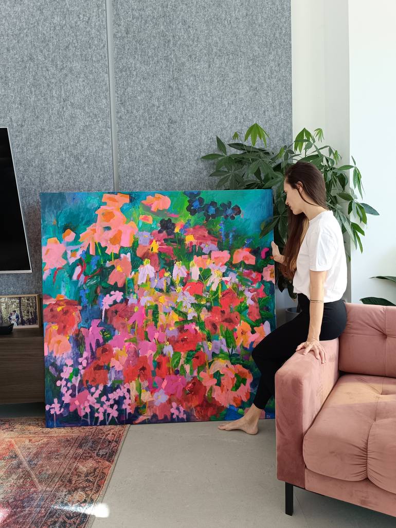 Original Abstract Floral Painting by Simona Vojteskova