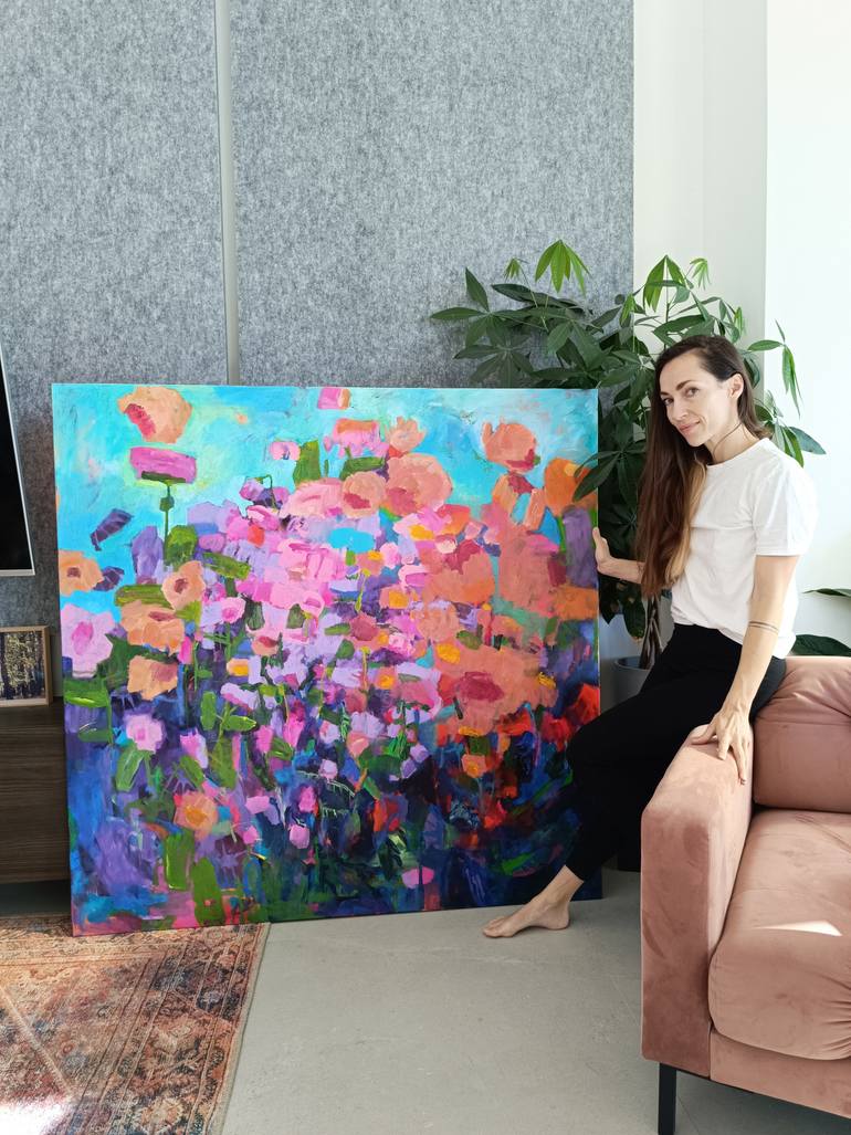 Original Abstract Floral Painting by Simona Vojteskova