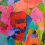 small abstract painting with flowers