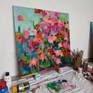 small abstract painting with flowers