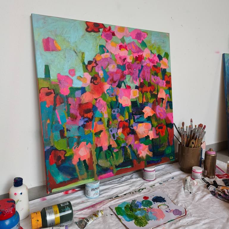 Original Abstract Expressionism Floral Painting by Simona Vojteskova