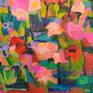 small abstract painting with flowers