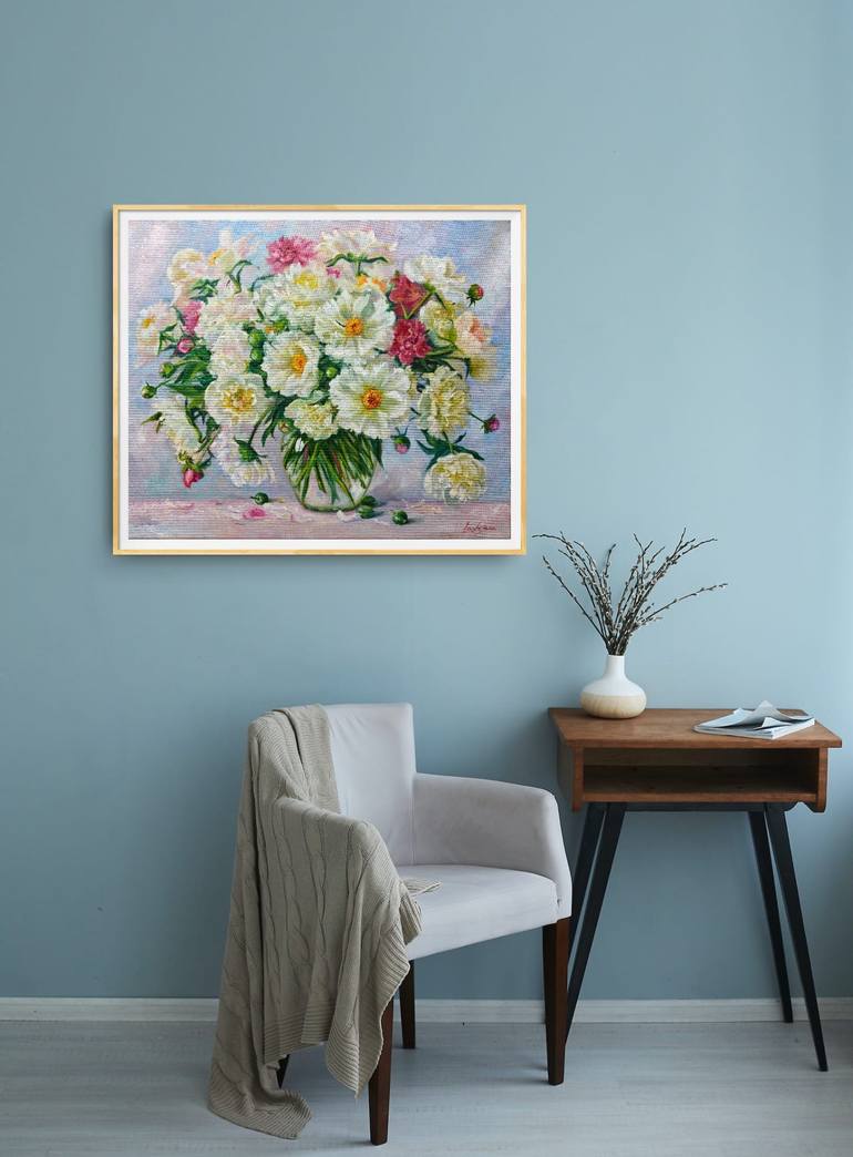 Original Impressionism Floral Painting by Jane Lantsman