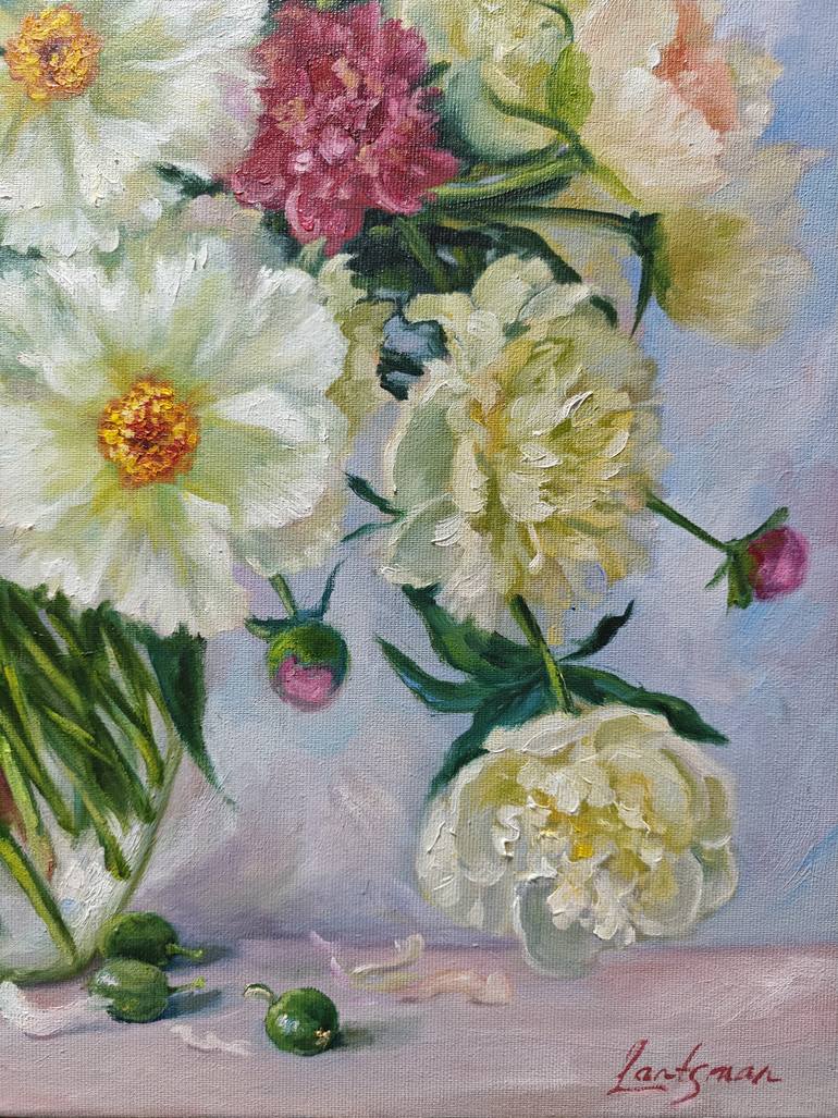 Original Impressionism Floral Painting by Jane Lantsman