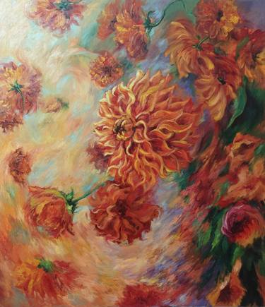 Original Abstract Floral Painting by Jane Lantsman