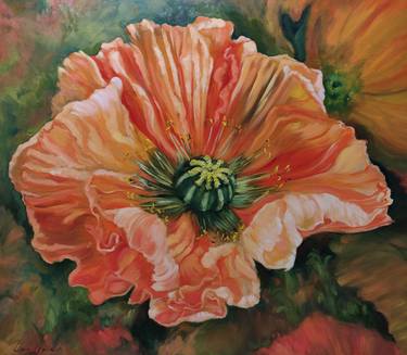 Original Expressionism Floral Painting by Jane Lantsman