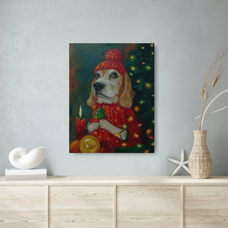 Original Figurative Dogs Painting by Jane Lantsman