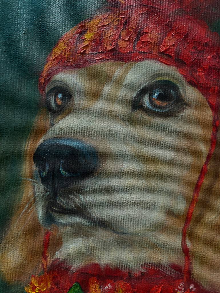 Original Figurative Dogs Painting by Jane Lantsman