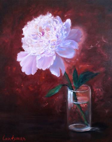 Pink Peony in a glass still life thumb