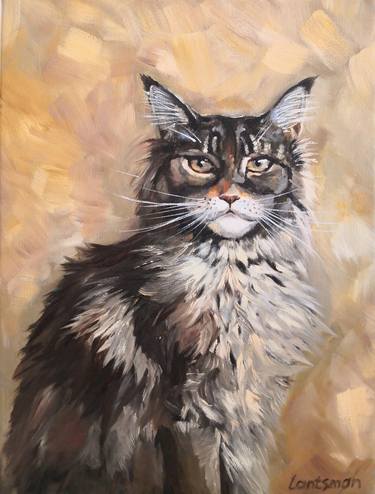 Original Expressionism Cats Paintings by Jane Lantsman
