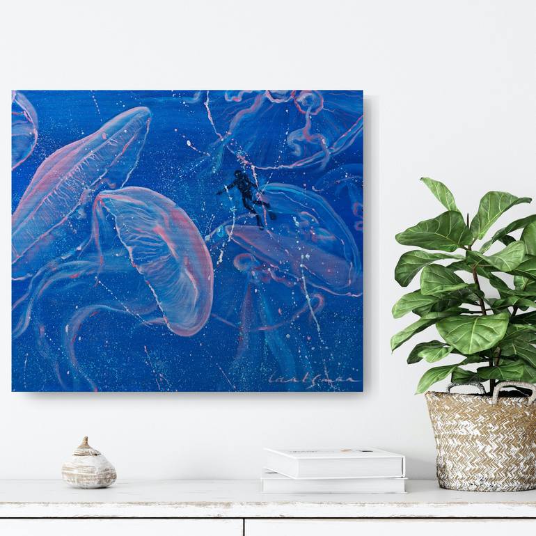 Original Abstract Expressionism Water Painting by Jane Lantsman